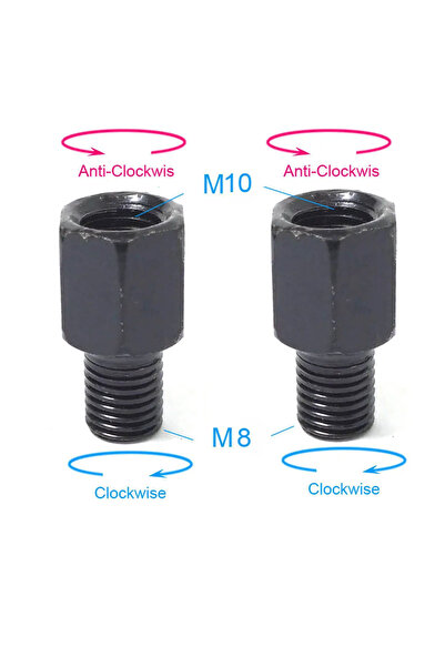 Choice19 محولان أسودان لمرايا الدراجات النارية M10M8 (LR) M10 10MM M8 8MM لتح...