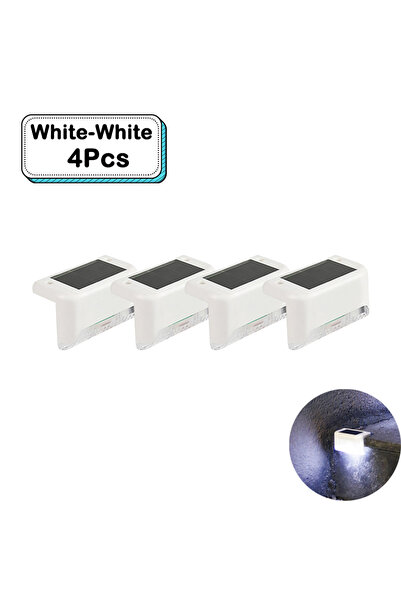Choice10 Whtie-Whtie 4 Pcs Outdoor Solar Step Lights Warm White LED Waterproo...