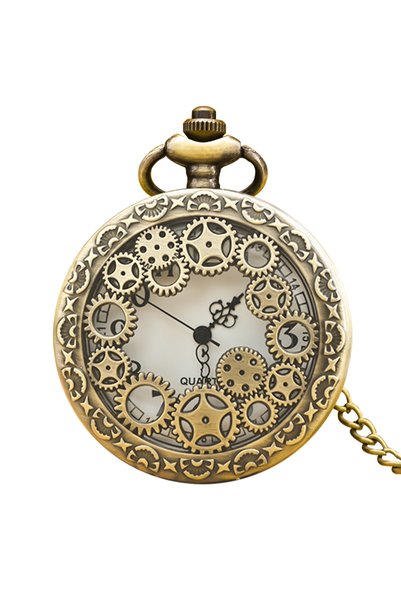 Choice ساعة جيب كوارتز منحوتة من البرونز الأسود بقلادة وسلسلة ساعة للرجال وال...