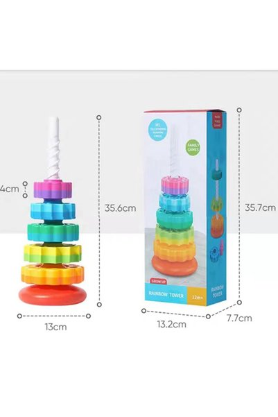 Choice 5 Layers Montessori Rotating Rainbow Tower Baby Stacking Puzzle Toys S...