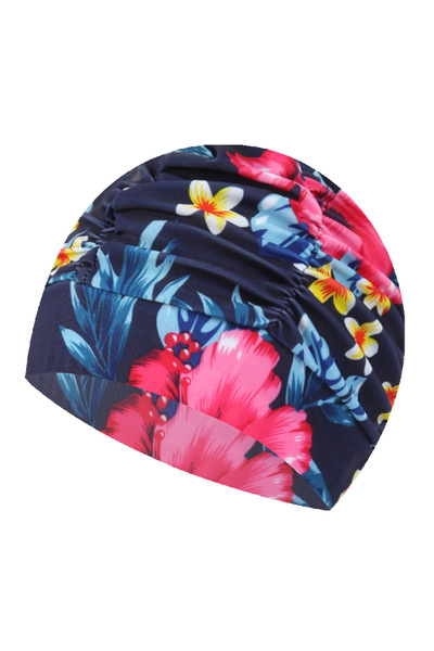 Choice One Size 02 Pleated Fabric Swimming Caps Women Men Flower Heart Stars ...