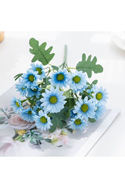 Choice Blue 21 Heads Artificial Flower Autumn Silk Daisy Bouquet Decor Vase H...