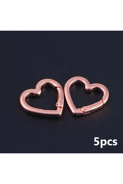 Choice1 Rose Gold 5Pcs Metal Heart Shape Spring Clasps Openable Carabiner Key...