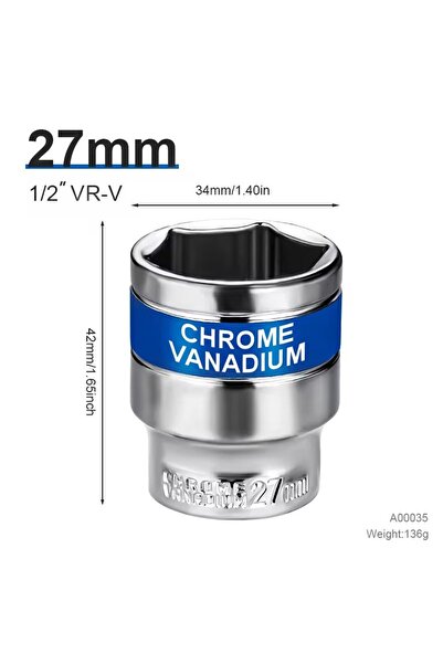 Choice7 27mm 8-32mm 1/2" Drive Deep Impact Socket Set Drive Metric Wrench Soc...