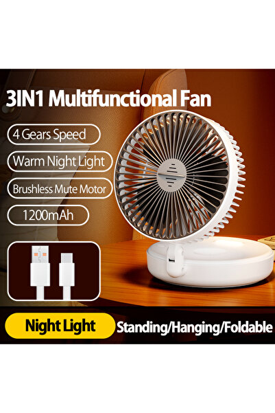 Choice 1200mAh White 2024 New Style Small Portable Fan Rechargeable Wall Moun...