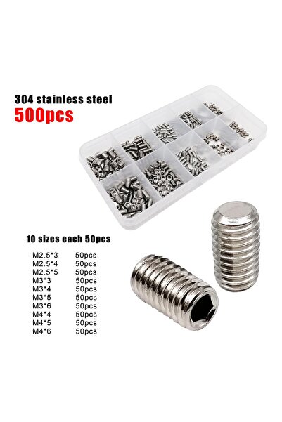Choice1 500 قطعة من الفولاذ المقاوم للصدأ 500/1500X M2-M8 DIN913 فولاذ أسود 3...