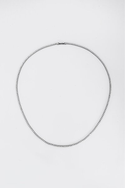 Crupt Studio 2mm X 50cm Tennis Chain Silver Tone Zincir Erkek Kolye