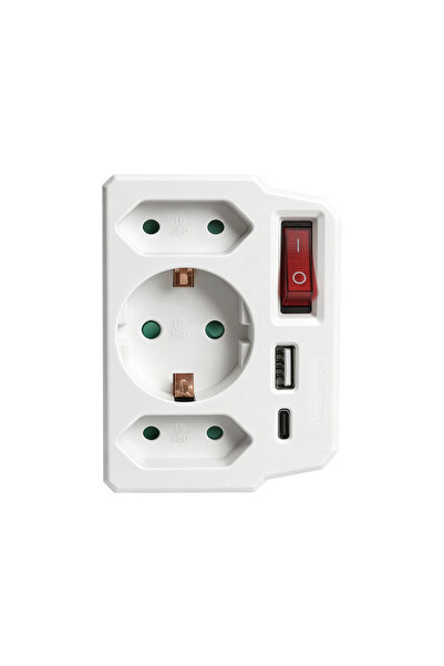 Choice1 Type 14 European 1 to 3 EU Schuko,Adapter Germany 2P Wall Extension P...