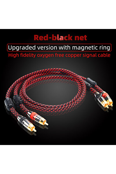 Choice7 1m RED-BLACK NET Hi-Fi RCA Cable High Quality 4N OFC HIFI 2RCA-2RCA M...