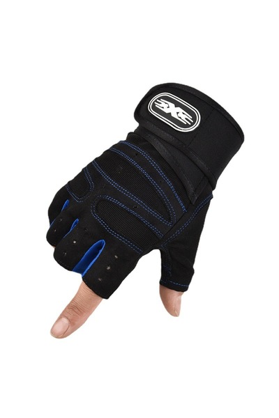 Choice L blue Fitness Half Finger Gloves Men And Women Wrist Guard Sports Dum...
