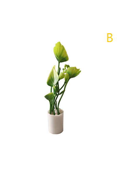 Choice B 1:12 Dollhouse Miniature Potted Plant Green Leaves Pot Bonsai Garden...