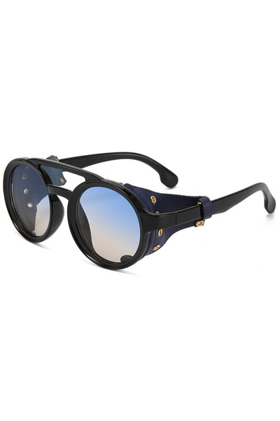 Choice1 black blue Retro Steampunk Sunglasses Men Women UV400 Round Punk Sun ...