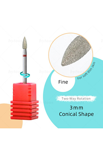choice2 3mm Fine - F HYTOOS Sharp Conical Diamond Cuticle Nail Drill Bits Con...