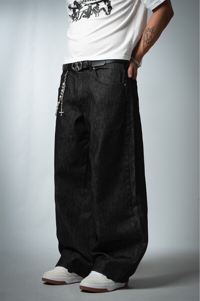 GRJ denim Charcoal Black Super Baggy Siyah Erkek Jean Pantolon