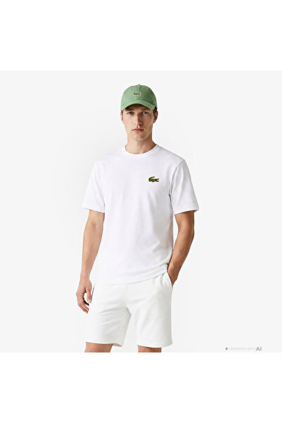 Lacoste Unisex Loose Fit Bisiklet Yaka Organik Pamuk Beyaz T-Shirt