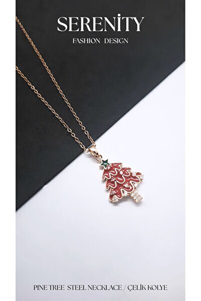 Serenity Steel Necklace with Pine Tree Figure