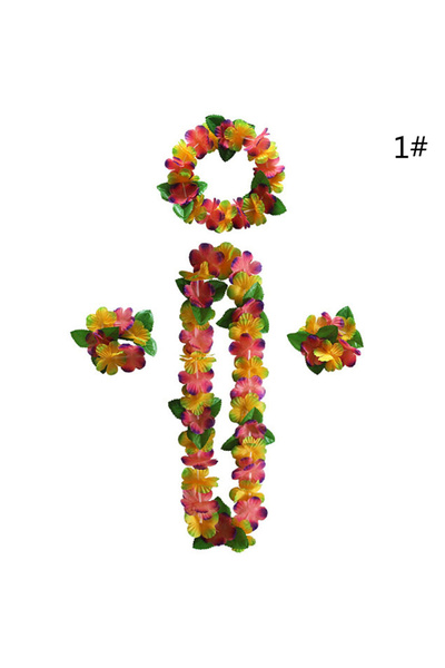 Choice A 4pcs/Set Artificial Hawaiian Flower leis Garland Necklace DIY Party ...