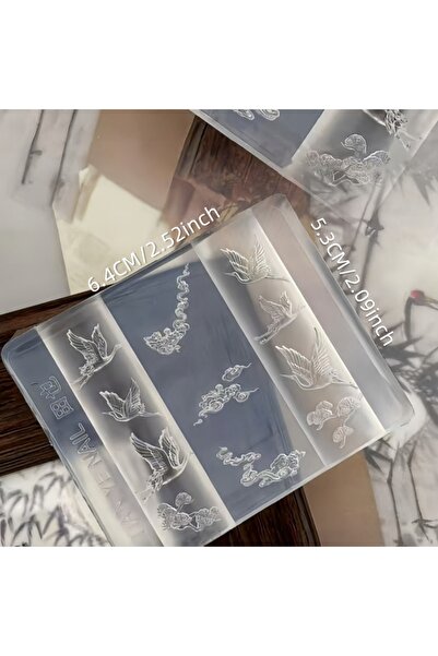 Choice PF-518 Elegant Crane And Bamboo Cloud 3D Nail Art Decoration Mold Tran...