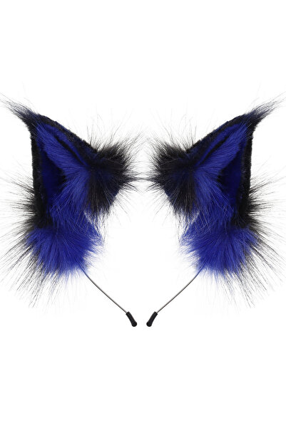 Choice1 Blackblue Animal Faux Fur Fox Wolf Ear Headband Furry Handmade Hairba...