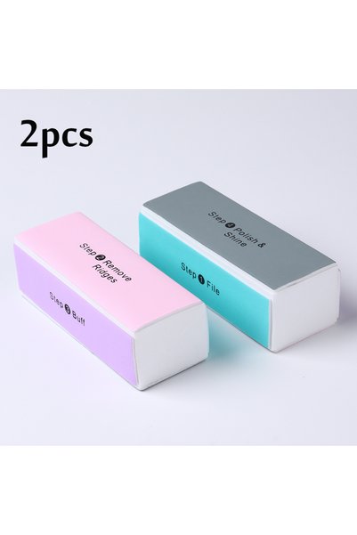 Choice قطعتان من إسفنجة تلميع الأظافر G-127 رباعية الجوانب، لونها متعدد الاست...