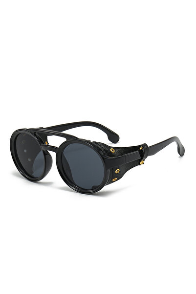 Choice3 black black Retro Steampunk Sunglasses Men Women UV400 Round Punk Sun...