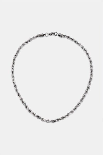 Crupt Studio 6mm X 50cm 316L Çelik Rope Halat Zincir Silver Ton Erkek Kolye