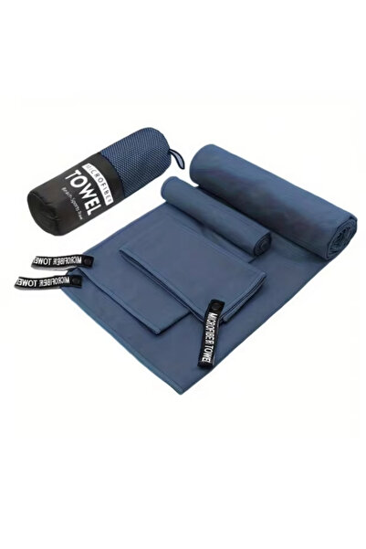 Choice48 38x38 40x80 76x152cm navy blue 3PCS Quick Dry Beach Towel, Microfibe...