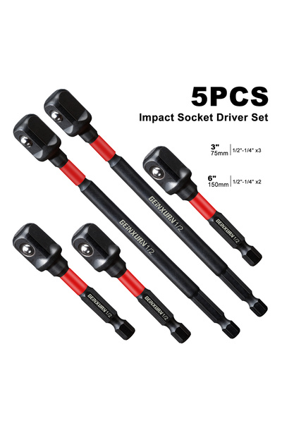 Choice 5PCS Geinxurn 1/2" Impact Socket Driver Set,3Inches Extension Bit with...