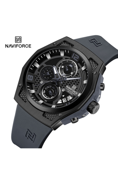 Naviforce ساعة رجالية أصلية فاخرة عالية الجودة من BBGY، مزودة بحزام سيليكون م...
