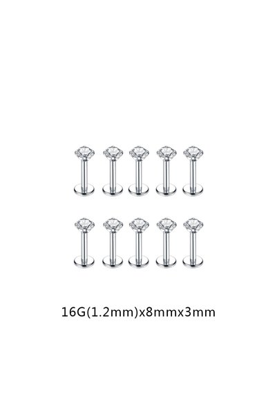 Choice5 Round body Labret, Lip Piercing Jewelry 16G(1.2mm)X8mmX3mm 10Pcs/lot ...