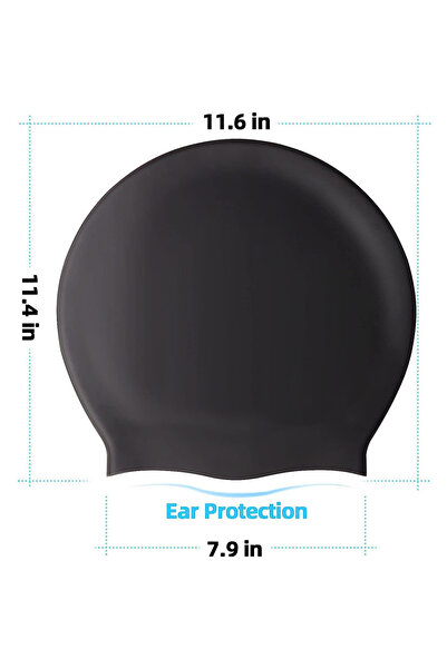 Choice Black Extra Large Silicone Swimming Cap with Long Hair and Dirty Braid...