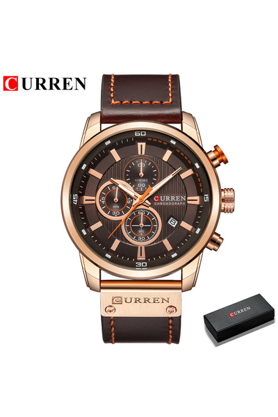 Curren rose coffee box Fashion Date Quartz Men Watches Top Brand Luxury Male ...