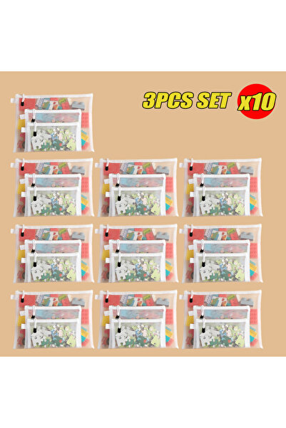 Choice As shown 30PCS SET 1-30 PCS Mesh Zipper File Bag Waterproof Moisture-p...