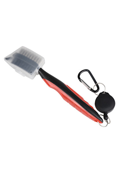 Choice Red Golf Club Brush Groove Cleaner Retractable Dual Sided Nylon Bristl...