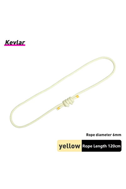Choice Kevlar Yellow 6mm Prusik Cord Rope 120cm Length Accessory Rope Durable...