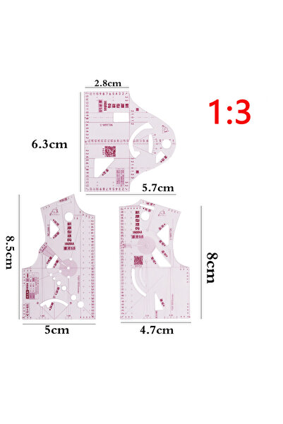 Choice A 3pcs Mini Plastic Clothing Designs Ruler Tailor Ruler Measure For Se...