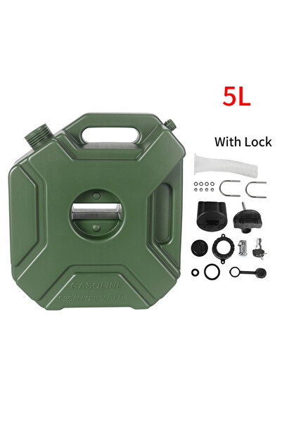 Choice12 5L Green With Lock 3L/5L Portable Plastic Cans Gas Fuel Tank Emergen...