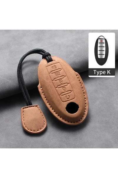 Choice3 Brownish yellow K2 5 Buttons Leather Car Key Case Cover Shell for Nis...
