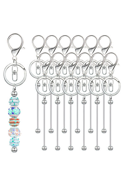 Choice10 12Pcs Silvery 6/12/20/30Pcs Metal Beadable Keychain Bars Beading Key...