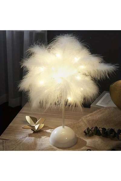 Choice 1pc White 1PC Feather Design LED Table Lamp for Kids - Battery-Powered...
