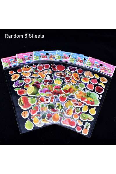 Choice 6 Real Fruits 6 Sheets Kids Stickers 3D Puffy Bulk Stickers for Girl B...