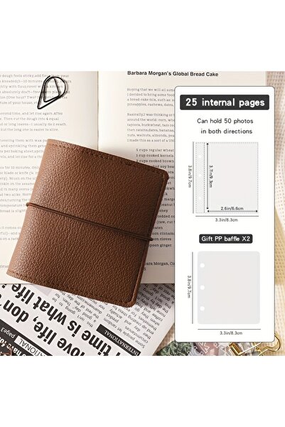 Choice Chocolate 1pc Mini Faux Leather Pocket Photo Album, 25 Pages of 50-Pag...