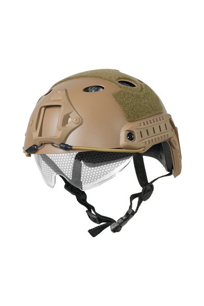 choice2 Mud color BOOIU Tactical Helmet Fast PJ Helmet with Goggles ABS CS Ri...