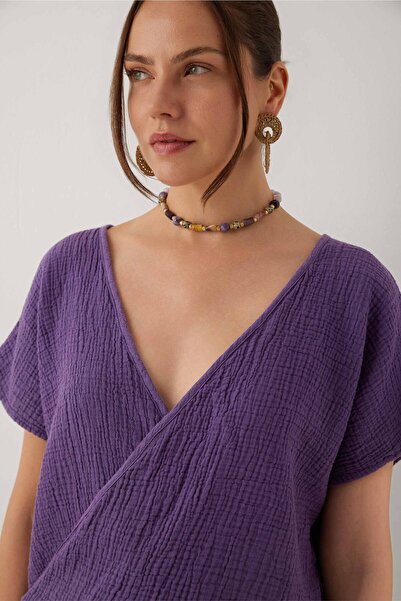 İpekçi Otantik Nomad Anvelop Muslin Women's Blouse Purple