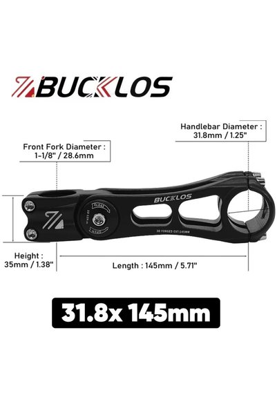 BUCKLOS جذع دراجة قابل للتعديل من 31.8 مم إلى 145 مم، مصنوع بتقنية التشكيل ثل...