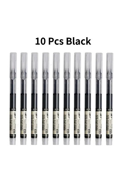 Choice 10pcs black 10Pcs/set High Quality Needle Type Gel Pens Straight Liqui...