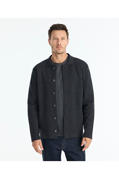 Yargıcı Regular Jacket Collar Long Sleeve Cardigan