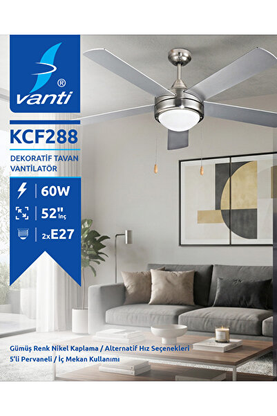 Vanti 5 Kanatlı Metal Dekoratif Tavan Vantilatörü 60W KCF288