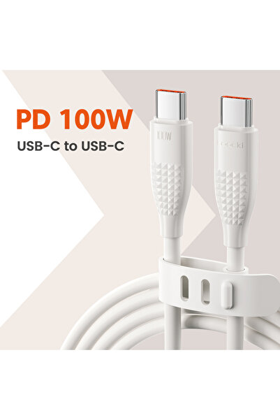 Toocki 2m 100W C-C White 100W USB C To Type C Cable Fast Charging Charger Cab...