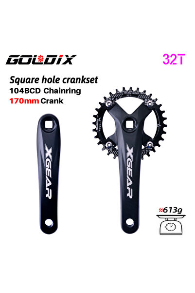 Choice 170mm Crank 32T GOLDIX Square Hole Bicycle Crankset 104BCD Single Chai...